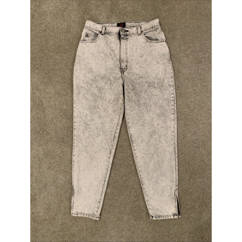 Vintage Sasson Women's Juniors Sz 17 x 28 Mom Jeans Acid Wash High Waisted Gray